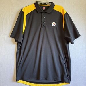 Pittsburgh Steelers Shirt Mens Large Black Yellow NFL Football Polo Short Sleeve